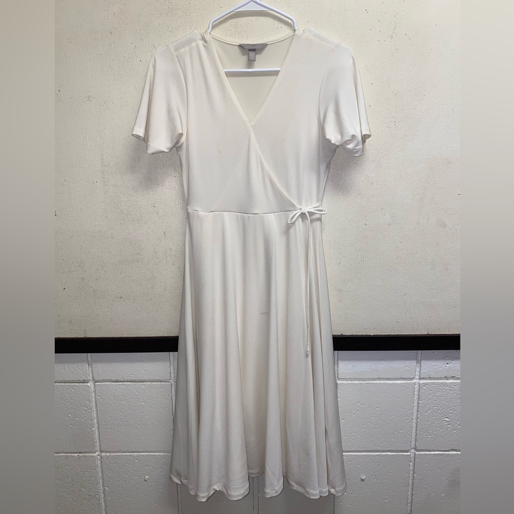 Elegant Cream Wrap Dress